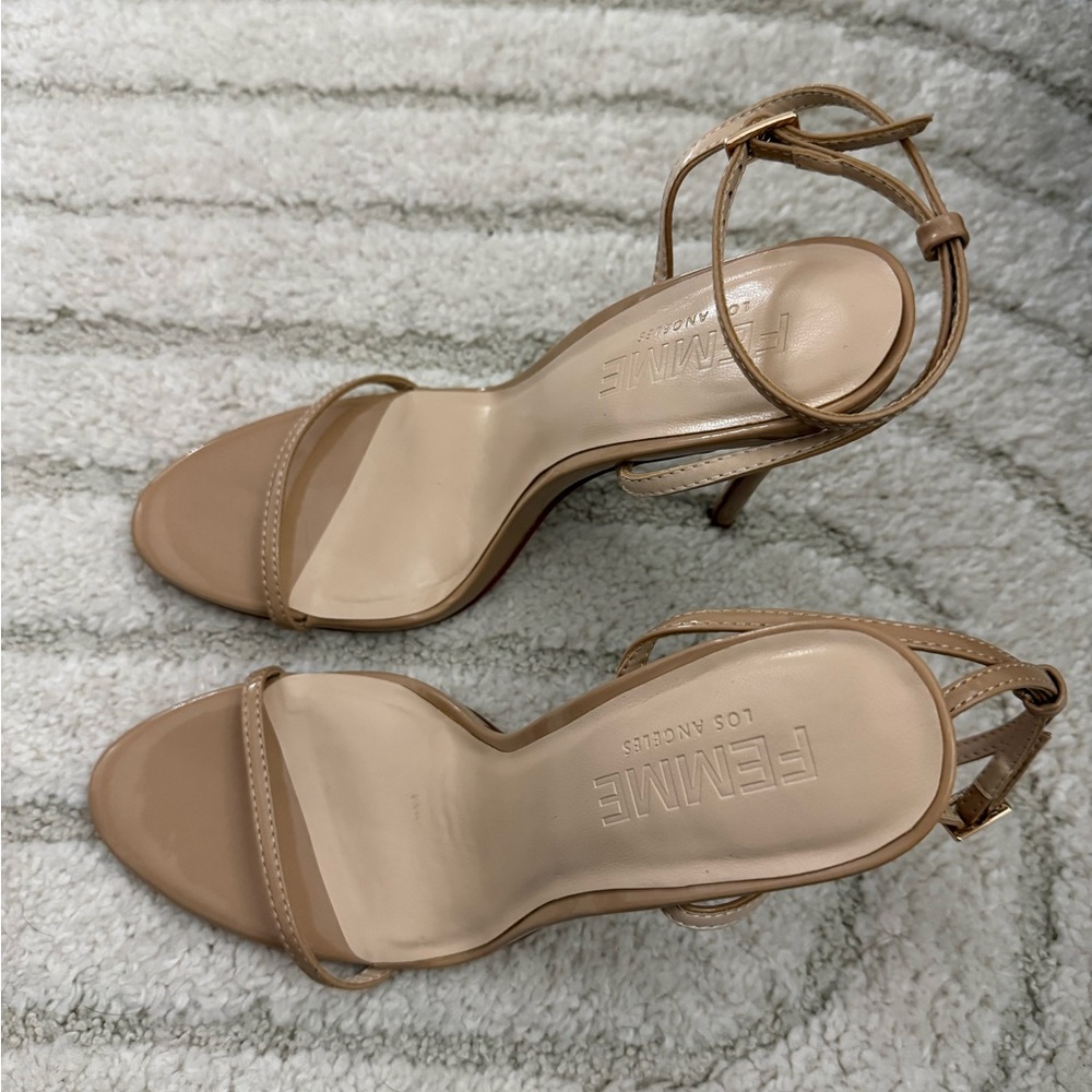 Femme LA Nude Ankle Strap Heels (Size 8)